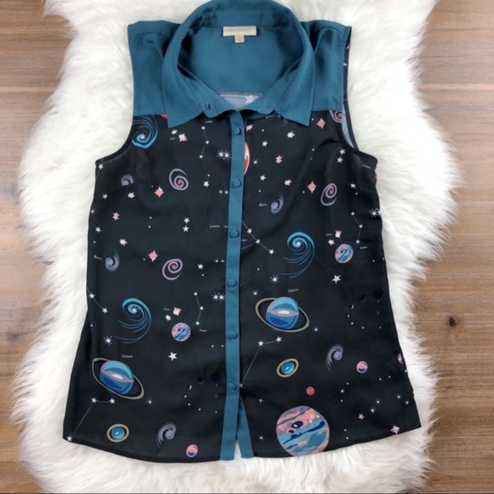 Modcloth Planet Solar System sleeveless button up